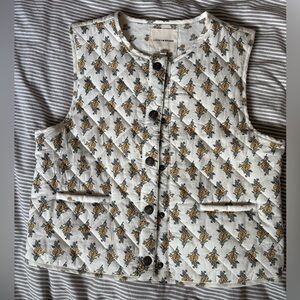 Lucky Brand Floral Button Vest, lightly insulated, size M NWT